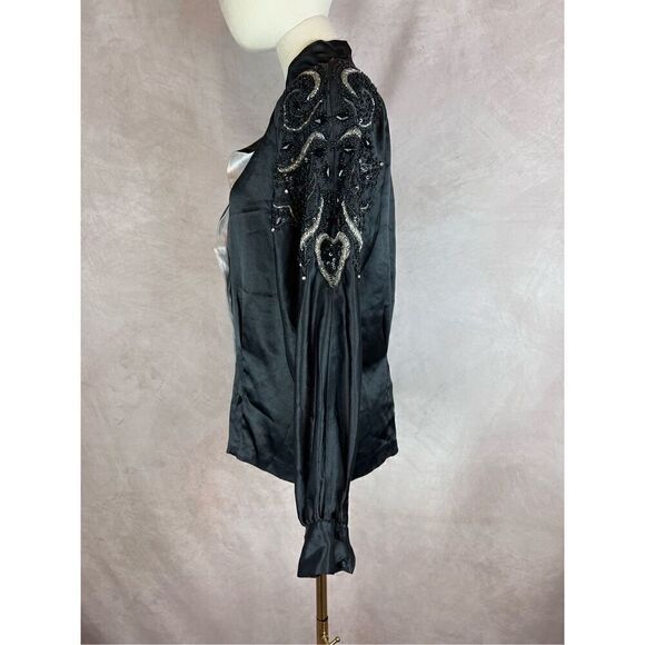 Vintage 1980s Beaded Ruffle Blouse - Picture 3 of 7